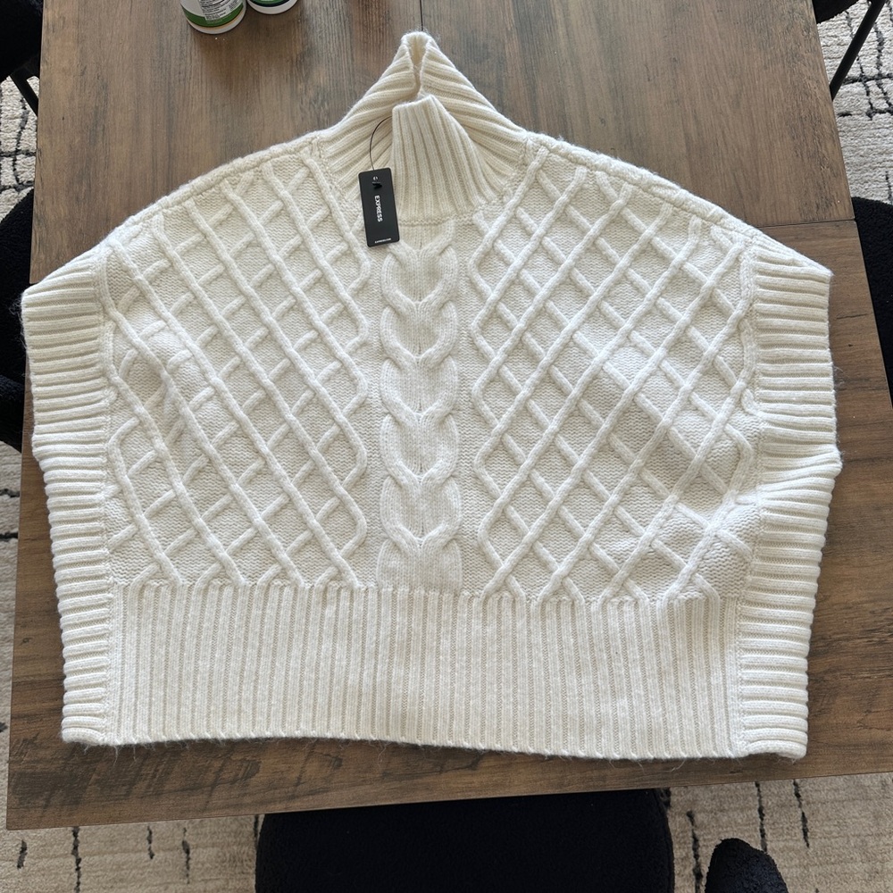NWT Express Cream Cable Knit Turtleneck Sweater